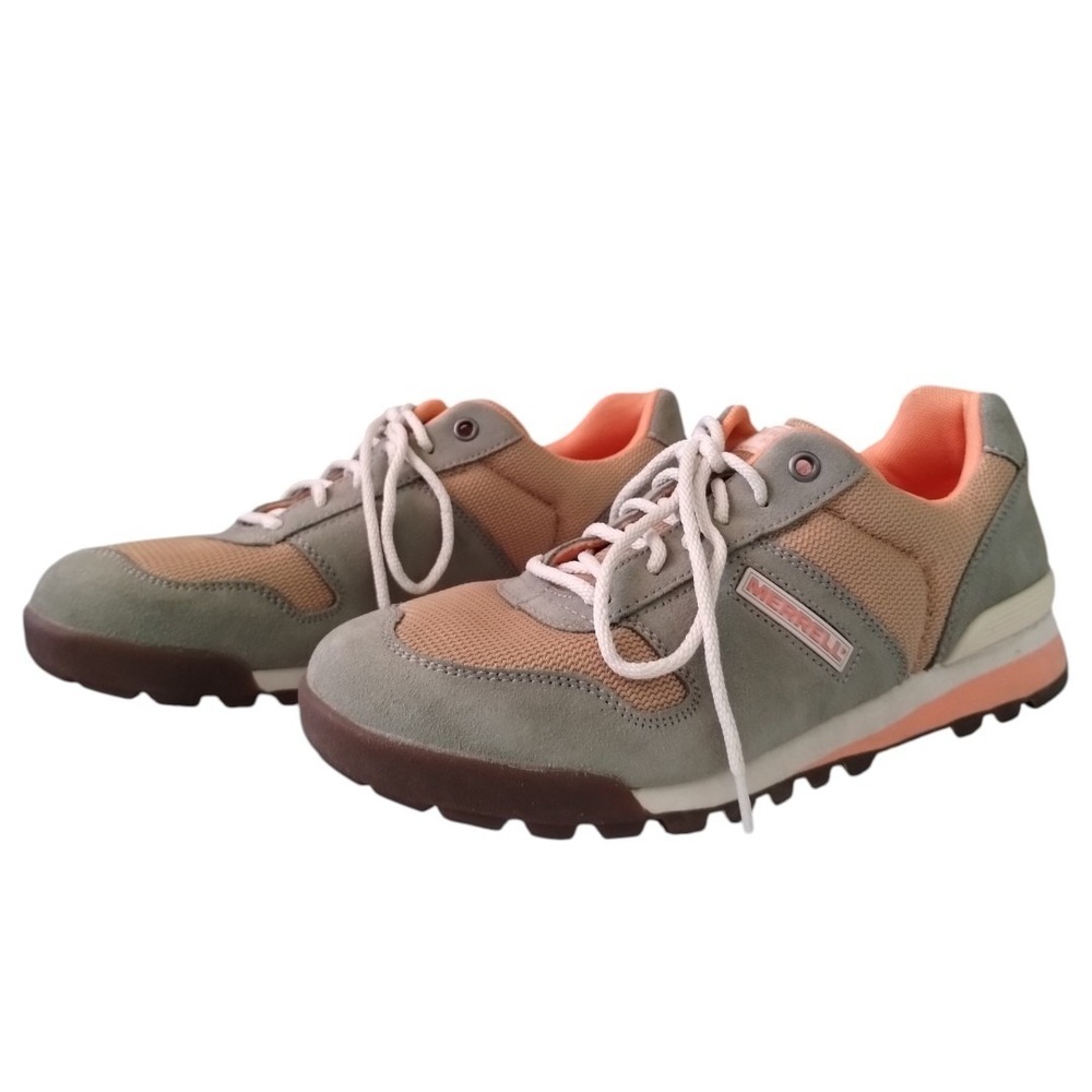 Merrell Womens 9.5 Solo Green Orange Low Top Lace Up Sneaker Shoes Outdoor